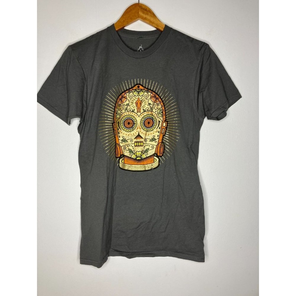 Star Wars C3PO Dia De Los Muertos Style Men's Small Gray T-Shirt